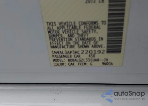 2017 Nissan Altima 2.5 from USA, damaged, VIN 1N4AL3AP3HC220192